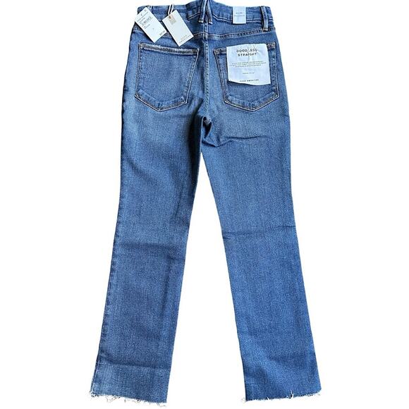 NWT Good American Good Legs Raw Hem Straight Jeans Size 2/26 Retail $97 - Picture 3 of 7